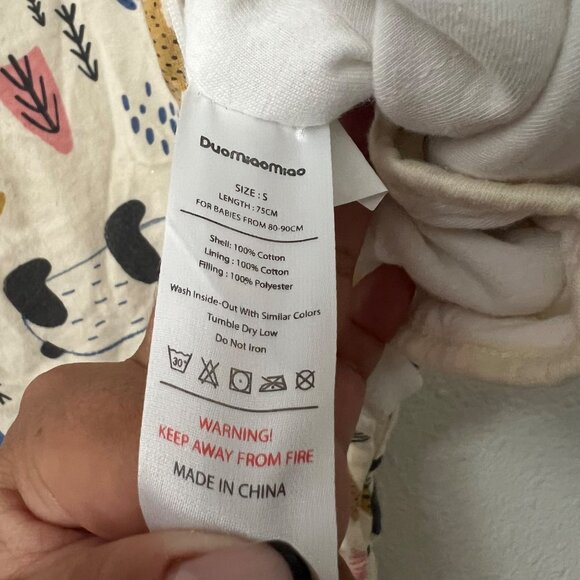 DuoMiaoMiao Panda Art Graphic Sleeveless Cotton Full Zip Snap Sleeper Size S - Picture 5 of 5